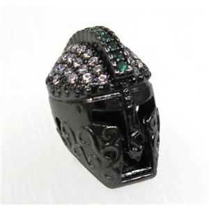 copper helm bead paved zircon, black plated, approx 12-16mm