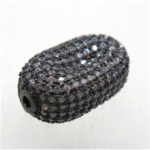 copper beads paved zircon, black plated, approx 12-18mm