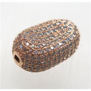 copper beads paved zircon, rose gold, approx 12-18mm