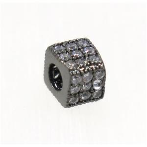 copper cube beads paved zircon, black plated, approx 4x4.5x4.5mm