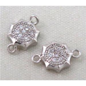 zircon, copper connector, platinum plated, approx 6-10mm