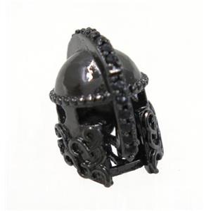 copper helm bead paved zircon, black plated, approx 10x15mm