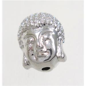 copper buddha bead, platinum plated, approx 9x11mm