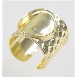 copper ring with cabochon pad, gold plated, approx 20mm, 15mm