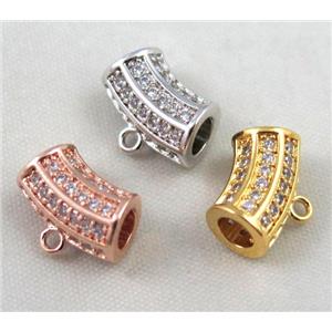 Zircon copper hanger bail, mixed color, approx 6x12mm. 4mm hole