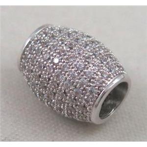 Zircon copper spacer bead, platinum plated, approx 10x12mm, 5mm hole