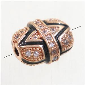 copper bead paved zircon, rose gold, approx 9x11mm