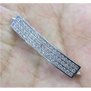 copper bracelet bar paved zircon, platinum plated, approx 7-35mm