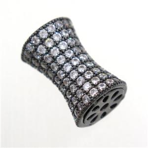 Copper Bamboo Beads Pave Zircon Black Plated, approx 11-17mm