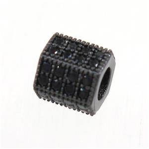 copper tube beads paved zircon, black plated, approx 7x7mm, 3.5mm hole