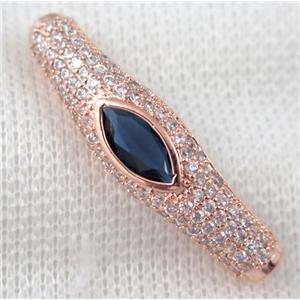 copper bracelet bar pave zircon, rose gold plated, approx 10x40mm