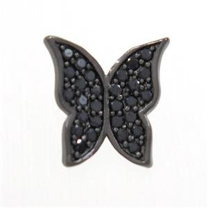 copper butterfly beads paved zircon, black plated, approx 10x10mm