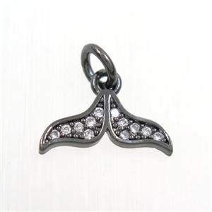Copper Mermaid Tail Pendant Pave Zircon Black Plated, approx 6-13.5mm