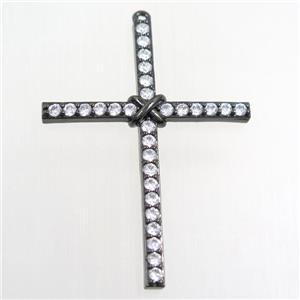 copper cross pendant paved zircon, black plated, approx 37-52mm