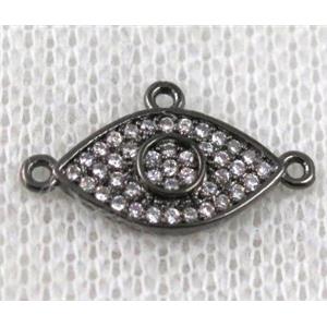 copper eye connector paved zircon with 3loops, black plated, approx 8-16mm