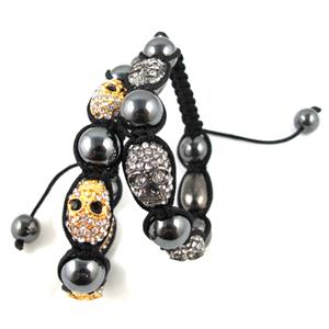 Fashion Skull Bracelets, Adjustable, hand-made, 12x16mm, 11.5mm dia, 8 inch length
