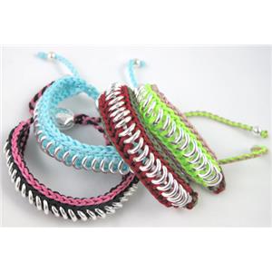 mixed friendship Bracelets, resizable, hand-made, 12mm wide, 8 inch length
