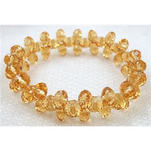 Chinese Crystal Glass Bracelet, stretchy, gold-champagne, 60mm dia,glass:8mm
