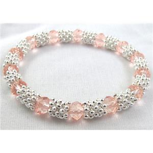 Stretchy Chinese Crystal glass Bracelet, 8mm dia, 7 inch(19cm) length