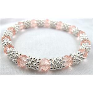 Stretchy Chinese Crystal glass Bracelet, 8mm dia, 7 inch(19cm) length