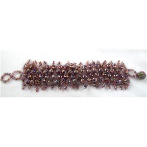 Chinese Crystal glass Bracelet, seed glass bead, approx 35mm wide, 7.5 inch(19cm) length