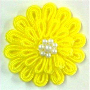 Crochet Handcraft Flower, yellow, 40-45mm dia