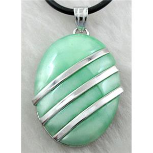 Acrylic Necklace, alloy, rubber cord, 25x35mm, 16 inch length