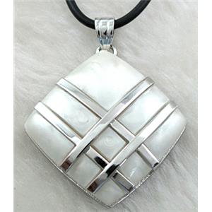 Acrylic Necklace, alloy, rubber cord, 35x35mm, 16 inch length