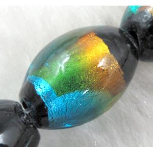 Rice dichromatic Foil Glass Lampwork Bead, 12x16mm, 25pcs per st