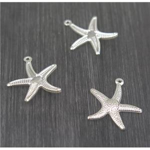 Brass starfish pendant, silver plated, approx 20mm dia