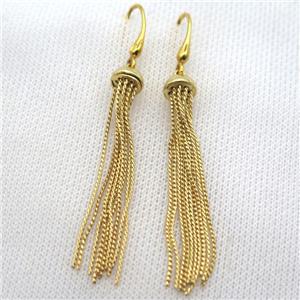 copper Earrings with tassel, gold plated, approx 70mm length