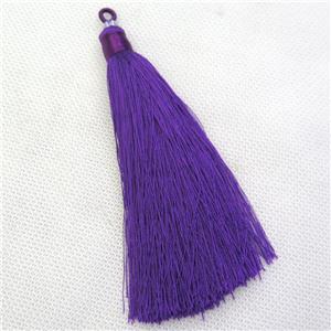 purple nylon wire tassel pendants, silken, A grade, approx 10cm length
