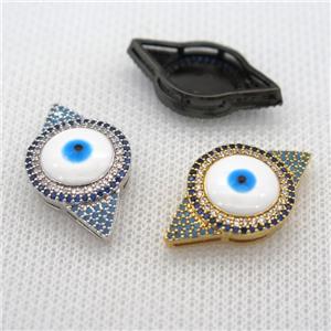 copper beads paved zircon with evil eye, mix color, approx 15-25mm