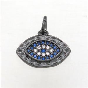 copper Eye pendant pave zircon, black plated, approx 10-14mm