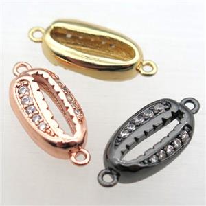 copper connector pave zircon, mixed color, approx 8-16mm