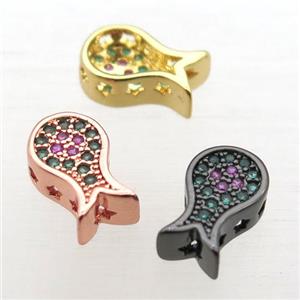 copper octopus beads pave zircon, mixed color, approx 6-10mm