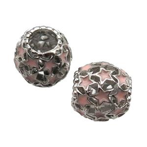 European Style copper barrel beads, Enameling, platinum plated, approx 10-12mm, 5mm hole