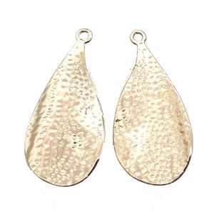 hammered copper leaf pendant, lt.gold plated, approx 18-35mm
