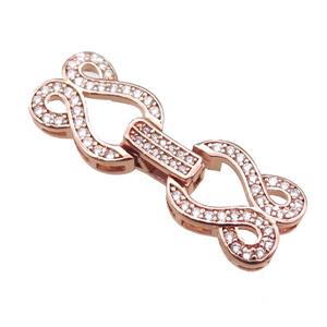 copper connector paved zircon, rose gold, approx 12-33mm