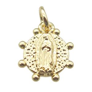 copper Jesus pendant, gold plated, approx 10mm dia