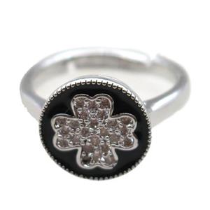 copper Ring pave zircon, enameling, platinum plated, approx 12mm, 20mm dia