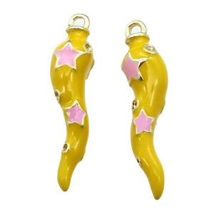 copper capsicum pendant with yellow Enameling, gold plated, approx 8-30mm
