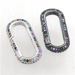 copper Carabiner Clasp paved zircon, mixed, approx 14-29mm