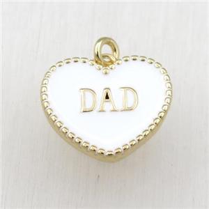 copper heart DAD pendant with white enameling, gold plated, approx 17-20mm