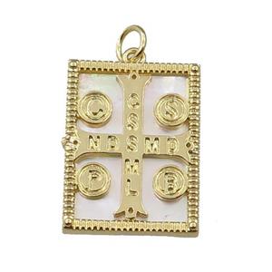 copper Frame pendant with anglican cross, gold plated, approx 16-20mm