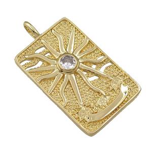 copper tarot card pendant, sun, gold plated, approx 23-36mm