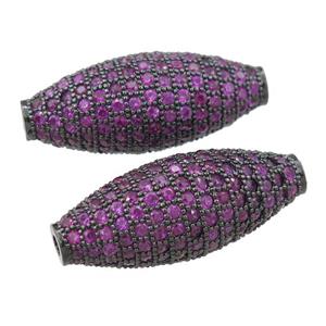 copper barrel beads pave hotpink zircon, black plated, approx 11-27mm
