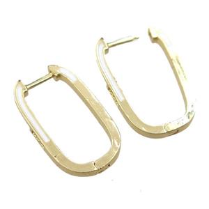 copper Latchback Earrings with white enameled, gold plated, approx 14-25mm