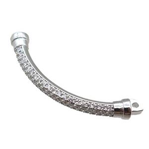 copper stick connector pave zircon, platinum plated, approx 5-35mm