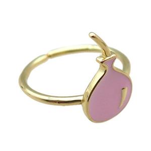 copper rings with pink enameling ballon, gold plated, approx 10-17mm, 20mm dia